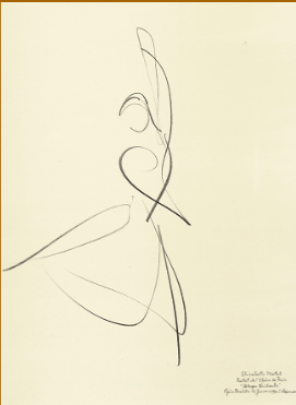 Drawing by Stanley Roseman of Paris Opera star dancer Elisabeth Platel, "Allegro Brillante," 1996, Bibliotheque Nationale de France, Paris.