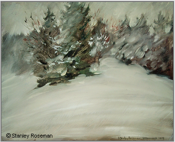Landscape by Stanley Roseman, "Spring Snowstorm - On the Edge of an Alpine Wood," 1989, Collection of the artist.  Stanley Roseman