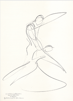 Drawing by Stanley Roseman of Paris Opera star dancers Laurent Hilaire and Isabelle Guerin, "La Bayadere," 1995, Private collection, London.