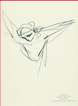Drawing by Stanley Roseman of Paris Opera star dancer Kader Belarbi, "Petrouchka," 1994, British Museum, London.