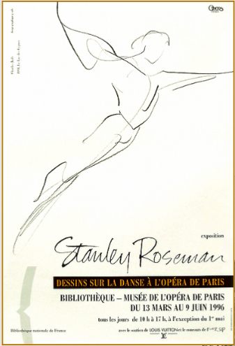 Poster to the exhibition "Stanley Roseman - Dessins sur la Danse  l'Opra de Paris," presented by the Bibliothque Nationale de France, 1996.