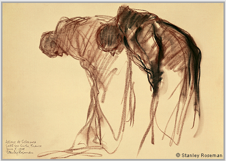 Drawing by Stanley Roseman, "Two Monks Bowing," Abbaye de Solesmes, France, 1979, chalks on paper, National Gallery of Art, Washington, D.C.  Stanley Roseman