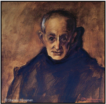 Painting by Stanley Roseman, "Dom Henry, Portrait of a Benedictine Monk," St. Augustine's Abbey, England, 1978, oil on canvas, Musee des Beaux-Arts, Rouen.  Stanley Roseman