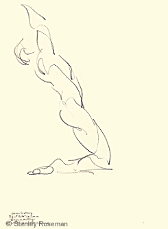 Drawing by Stanley Roseman of Gran Svalberg, 1990, "Ring um den Ring," Bjart Ballet Lausanne, pencil on paper, Private collection, Switzerland.  Stanley Roseman
