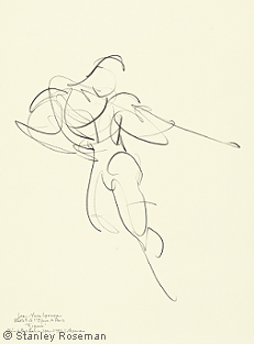 Drawing by Stanley Roseman of Paris Opra star dancer Jean-Yves Lormeau, "Tzigane," 1993, Pencil on paper, Private collection, Michigan.  Stanley Roseman 