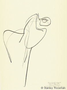 Drawing by Stanley Roseman of Paris Opra star dancer Marie-Claude Pietragalla, "The Rite of Spring," 1994, Private collection, Canton Vaud, Switzerland.  Stanley Roseman
