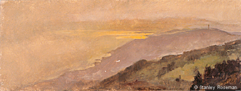 Landscape by Stanley Roseman, "Spring Evening - View of Mont-Plerin and Lake Geneva," 1988, Muse des Beaux-Arts, Rouen.  Stanley Roseman